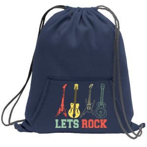 Lets Rock Rock N Roll Guitar Retro Sweatshirt Cinch Pack Bag