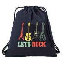Lets Rock Rock N Roll Guitar Retro Drawstring Bag