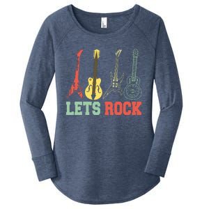 Lets Rock Rock N Roll Guitar Retro Women's Perfect Tri Tunic Long Sleeve Shirt