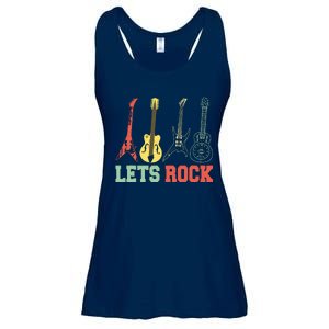 Lets Rock Rock N Roll Guitar Retro Ladies Essential Flowy Tank