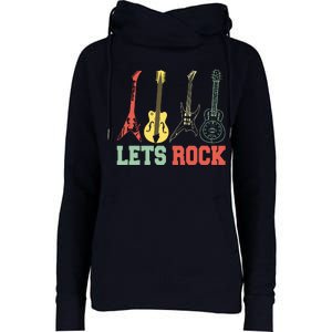 Lets Rock Rock N Roll Guitar Retro Womens Funnel Neck Pullover Hood