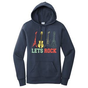 Lets Rock Rock N Roll Guitar Retro Women's Pullover Hoodie