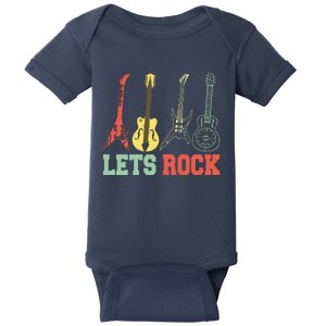 Lets Rock Rock N Roll Guitar Retro Baby Bodysuit