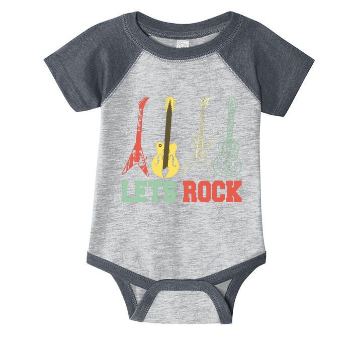 Lets Rock Rock N Roll Guitar Retro Infant Baby Jersey Bodysuit