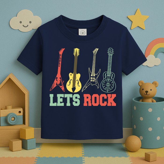 Lets Rock Rock N Roll Guitar Retro Toddler T-Shirt