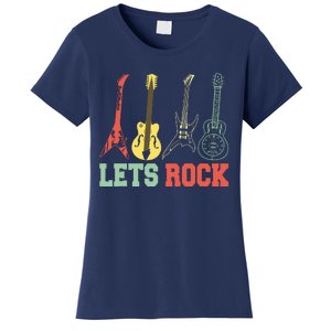 Lets Rock Rock N Roll Guitar Retro Women's T-Shirt