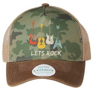 Lets Rock Rock N Roll Guitar Retro Gift Legacy Tie Dye Trucker Hat