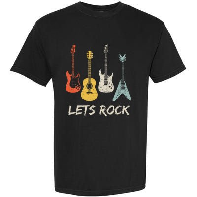 Lets Rock Rock N Roll Guitar Retro Gift Garment-Dyed Heavyweight T-Shirt