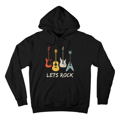 Lets Rock Rock N Roll Guitar Retro Gift Hoodie