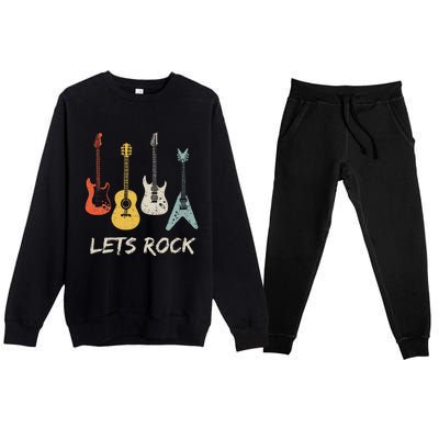 Lets Rock Rock N Roll Guitar Retro Gift Premium Crewneck Sweatsuit Set