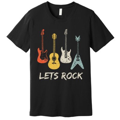 Lets Rock Rock N Roll Guitar Retro Gift Premium T-Shirt