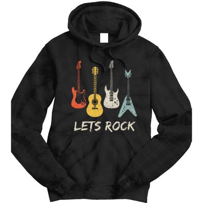 Lets Rock Rock N Roll Guitar Retro Gift Tie Dye Hoodie