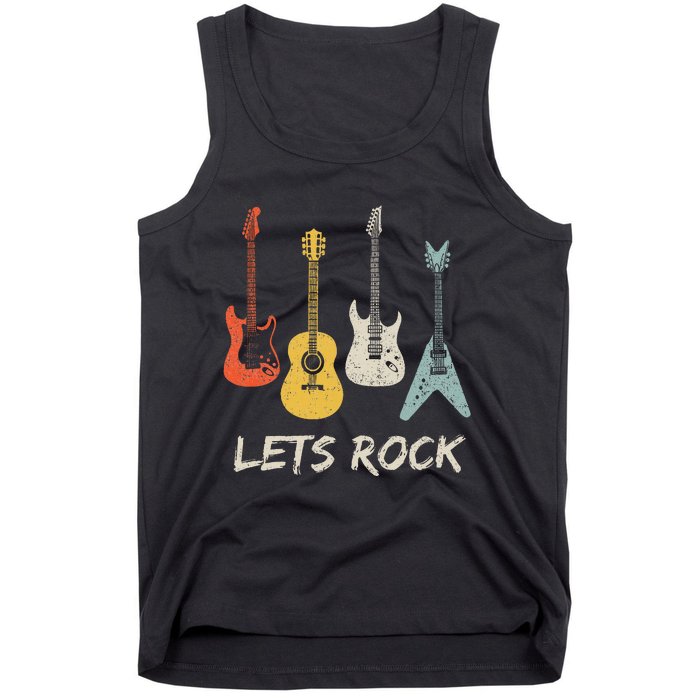 Lets Rock Rock N Roll Guitar Retro Gift Tank Top