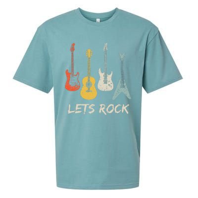 Lets Rock Rock N Roll Guitar Retro Gift Sueded Cloud Jersey T-Shirt