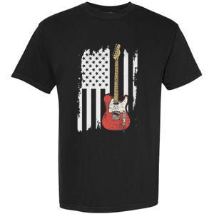 Lets Rock Rock N Roll Guitar Retro Usa Flag Music Garment-Dyed Heavyweight T-Shirt