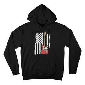 Lets Rock Rock N Roll Guitar Retro Usa Flag Music Hoodie