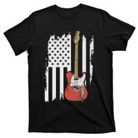 Lets Rock Rock N Roll Guitar Retro Usa Flag Music T-Shirt