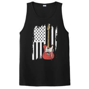 Lets Rock Rock N Roll Guitar Retro Usa Flag Music PosiCharge Competitor Tank