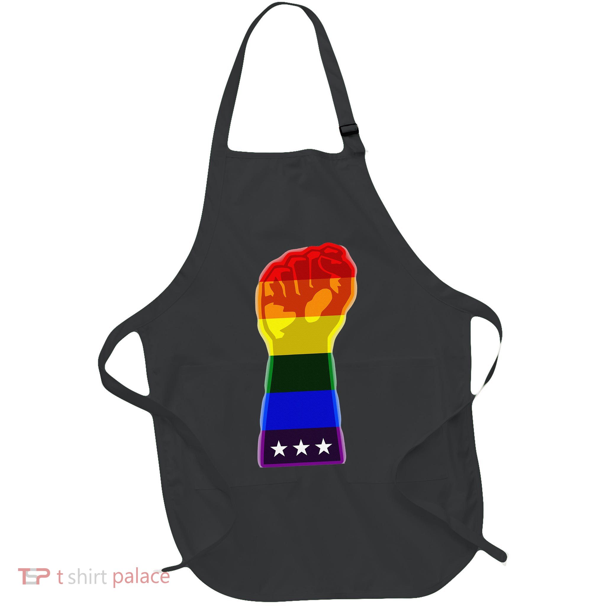 LGBTQ Resist Rainbow Fist Full-Length Apron With Pockets