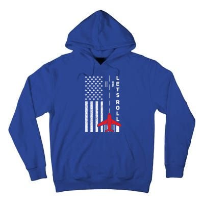 Lets Roll Retro Airplane Pilot Aviation American Flag Gift Tall Hoodie