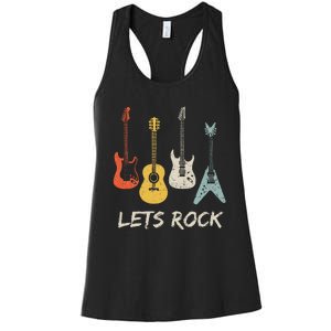 Lets Rock Rock N Roll Guitar Retro Gift Women Women's Racerback Tank