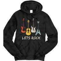 Lets Rock Rock N Roll Guitar Retro Gift Women Tie Dye Hoodie