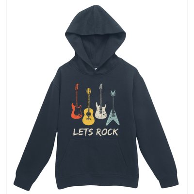 Lets Rock Rock N Roll Guitar Retro Gift Women Urban Pullover Hoodie