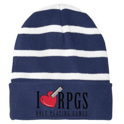 Love Rpg Role Playing Gamer Striped Beanie with Solid Band