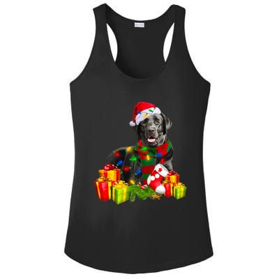 Labrador Retriever Reindeer Xmas Light Christmas Santa Hat Gift Ladies PosiCharge Competitor Racerback Tank