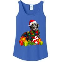 Labrador Retriever Reindeer Xmas Light Christmas Santa Hat Gift Ladies Essential Tank