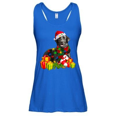 Labrador Retriever Reindeer Xmas Light Christmas Santa Hat Gift Ladies Essential Flowy Tank