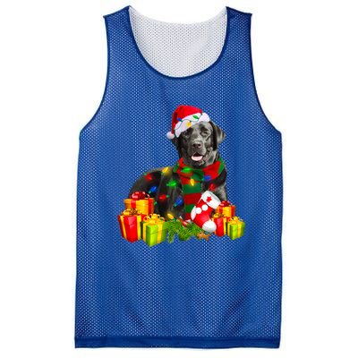 Labrador Retriever Reindeer Xmas Light Christmas Santa Hat Gift Mesh Reversible Basketball Jersey Tank