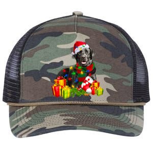 Labrador Retriever Reindeer Xmas Light Christmas Santa Hat Gift Retro Rope Trucker Hat Cap