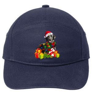 Labrador Retriever Reindeer Xmas Light Christmas Santa Hat Gift 7-Panel Snapback Hat