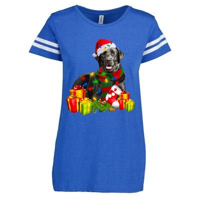 Labrador Retriever Reindeer Xmas Light Christmas Santa Hat Gift Enza Ladies Jersey Football T-Shirt