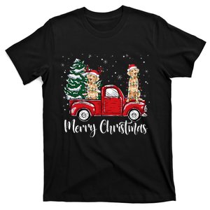 Labrador Retriever Riding Red Truck Merry Christmas Pajama T-Shirt