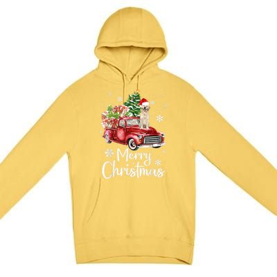 Labrador Retriever Riding Red Truck Xmas Merry Christmas Gift Premium Pullover Hoodie