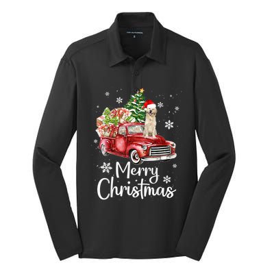 Labrador Retriever Riding Red Truck Xmas Merry Christmas Gift Silk Touch Performance Long Sleeve Polo