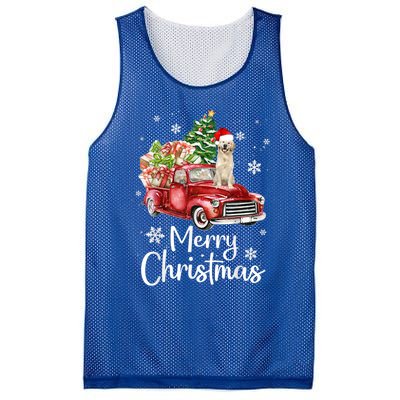 Labrador Retriever Riding Red Truck Xmas Merry Christmas Gift Mesh Reversible Basketball Jersey Tank