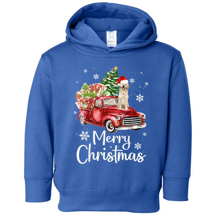 Labrador Retriever Riding Red Truck Xmas Merry Christmas Gift Toddler Hoodie