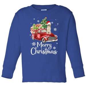 Labrador Retriever Riding Red Truck Xmas Merry Christmas Gift Toddler Long Sleeve Shirt