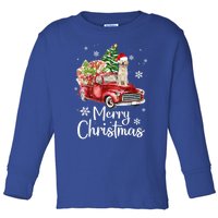 Labrador Retriever Riding Red Truck Xmas Merry Christmas Gift Toddler Long Sleeve Shirt