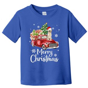 Labrador Retriever Riding Red Truck Xmas Merry Christmas Gift Toddler T-Shirt