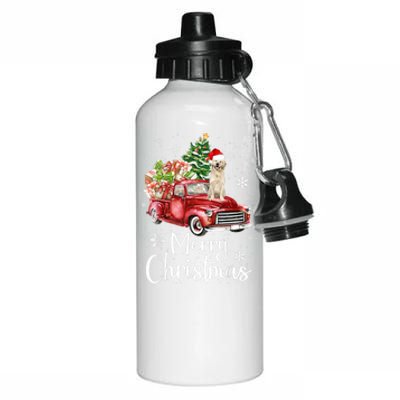 Labrador Retriever Riding Red Truck Xmas Merry Christmas Gift Aluminum Water Bottle 