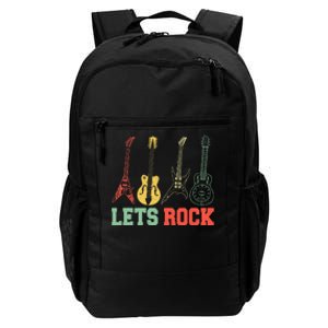 Lets Rock Rock N Roll Guitar Retro Daily Commute Backpack