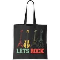 Lets Rock Rock N Roll Guitar Retro Tote Bag