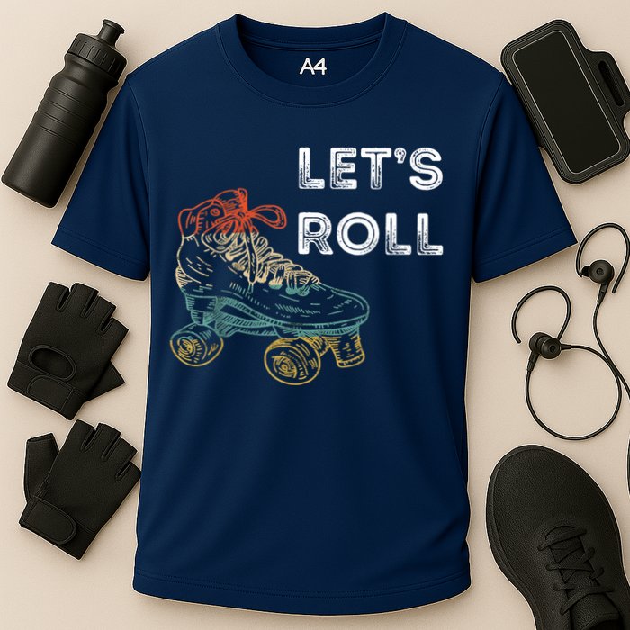 Let's Roll Roller Skating Roller Skater Skating Rink Cooling Performance Crew T-Shirt