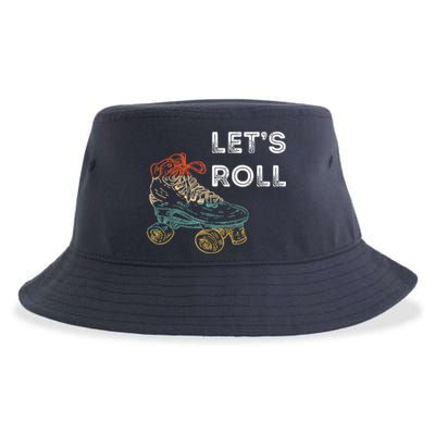 Let's Roll Roller Skating Roller Skater Skating Rink Sustainable Bucket Hat