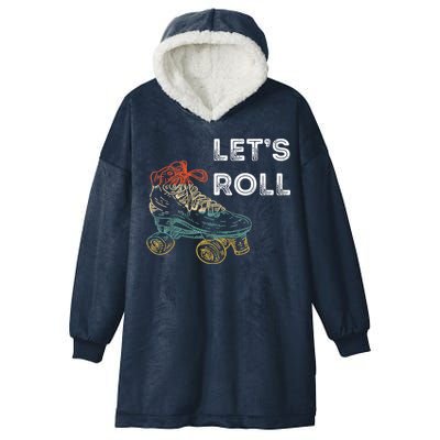 Let's Roll Roller Skating Roller Skater Skating Rink Hooded Wearable Blanket