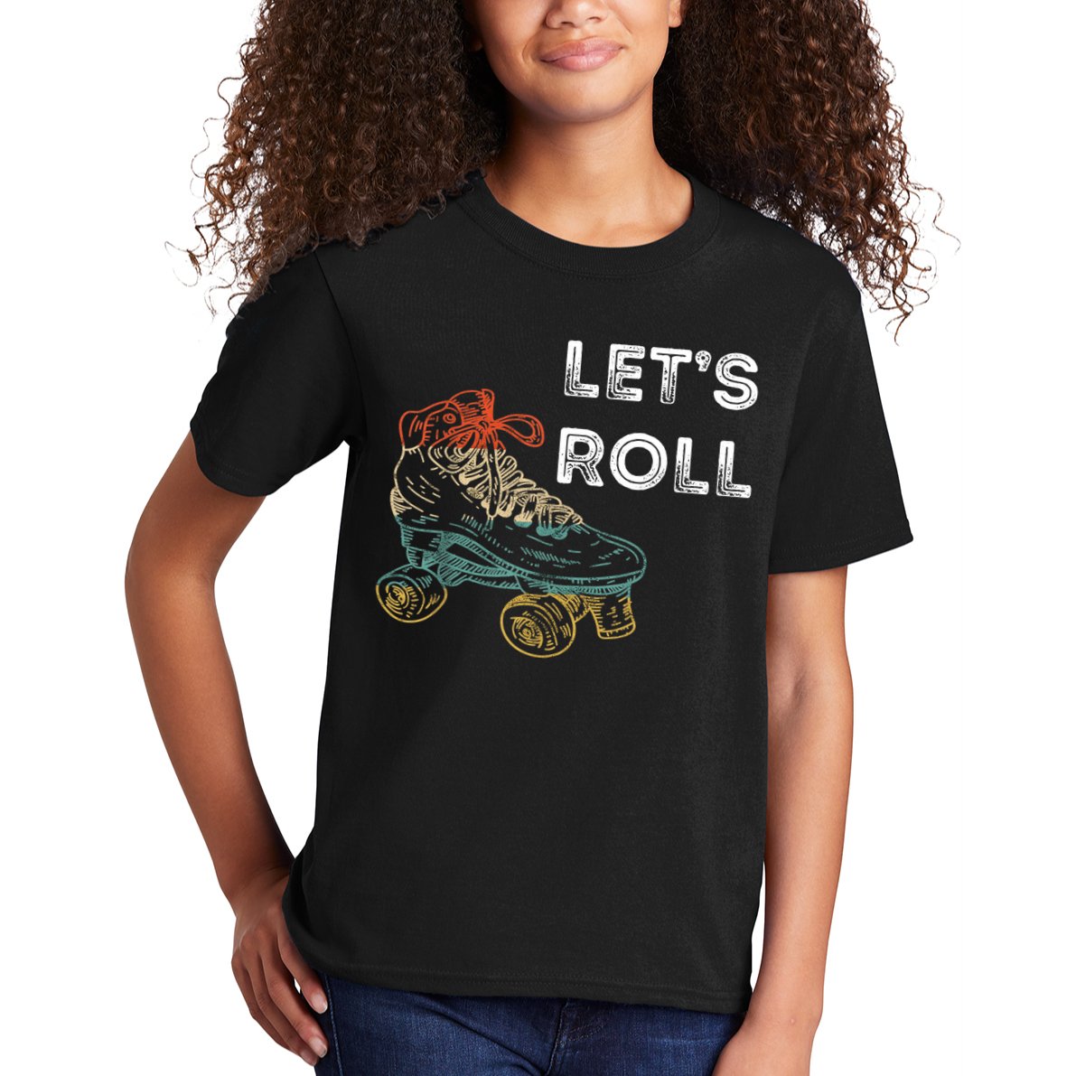 Let's Roll Roller Skating Roller Skater Skating Rink Kids T-Shirt